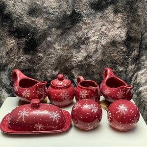 Gates Ware Festive Red Snowflake Holiday Dinnerware Set